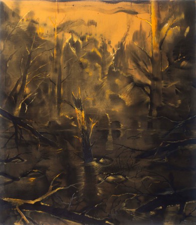 Salajka Martin / Noční jezero, 160x140cm, akryl na plátně, 2017, 95 000 Kč